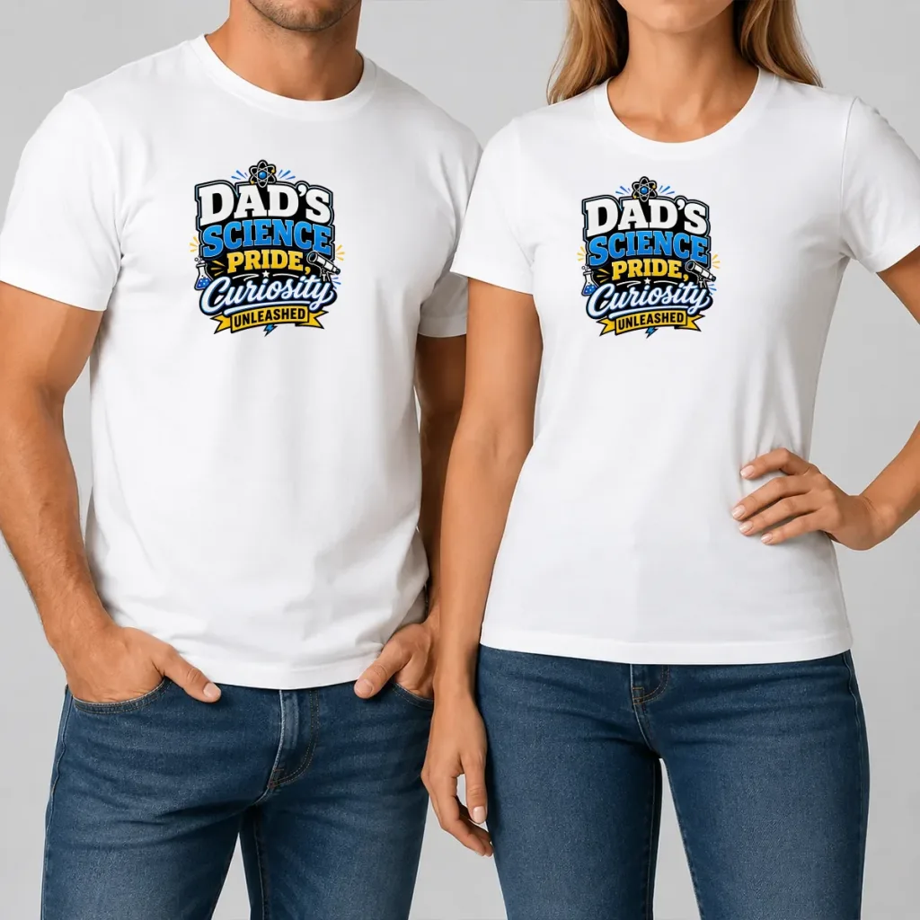 Dad’s Science Pride Typography Design — original design printed on a White T-Shirt